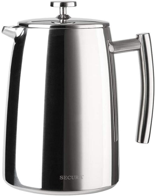 50-Ounce French Press Coffee Maker - Insulated 304 Stainless Steel with Additional Screen